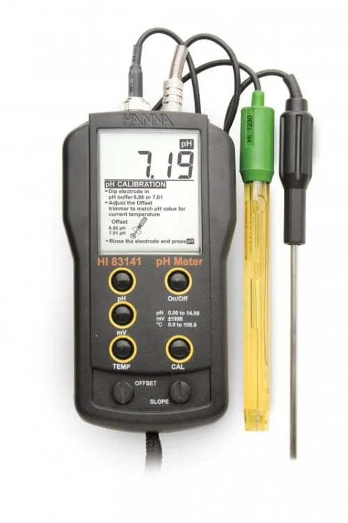 Analog pH/mV/°C meter with HI1230B electrode – HI83141-1 – Hanna pH ir pH/ORP matuokliai Lietuvoje