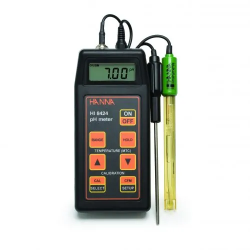 HI8424 Handheld Water Resistant pH Meter with pH electrode and °C probe – Hanna pH ir pH/ORP matuokliai Lietuvoje